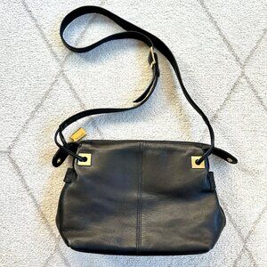 Tignanello Black Leather Adjustable Strap Shoulder Bag
